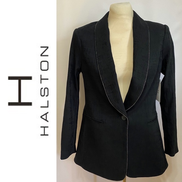 H HALSTON  Shawl Collar Blazer Black NWT - Picture 4 of 5